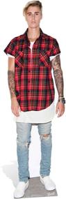 img 2 attached to 👨 Life-size Celebrity Stand-In - Justin Bieber (Red Plaid Shirt) Cardboard Cutout Stand-Up by Star Cutouts - 67'' x 25''