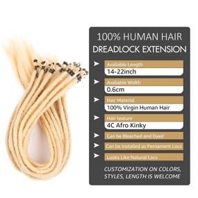 img 2 attached to 💇 DAIXI Наращивание кос Dreadlock из 100% натуральных волос человека: 20 прядей, 16-24 дюйма, предварительно замкнутые, сделаны вручную, подходят для мужчин/женщин, легко окрашиваются, осветляются, завиваются - включен оттенок #613