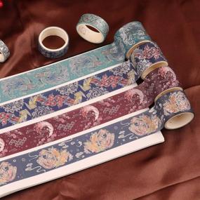 img 3 attached to 🎁 Набор подарочных коробок RisyPisy Washi Tape: Angel Beast Gilded Series Маскировочные ленты и цветные листы наклеек для рукоделия, скрапбукинга и многое другое!