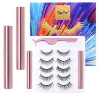 👁️ earller magnetic lashes kit - 5 pairs of natural look magnetic eyelashes with eyeliner - easy application, no glue needed - 3d & 5d reusable short and long false eyelashes set with applicator logo