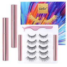 img 4 attached to 👁️ EARLLER Magnetic Lashes Kit - 5 Pairs of Natural Look Magnetic Eyelashes with Eyeliner - Easy Application, No Glue Needed - 3D & 5D Reusable Short and Long False Eyelashes Set with Applicator