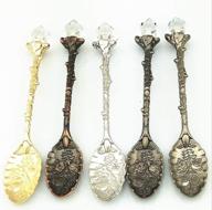 exquisite cafurty 5pcs vintage palace carved mini ice cream scoop spoons for coffee and tea (small size) logo