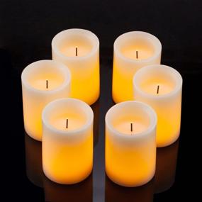 img 3 attached to 🕯️ Set of 6 Flameless Flickering LED Candles with Remote Control Timer - Real Wax, Battery Operated, Ivory Color