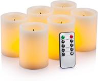 🕯️ set of 6 flameless flickering led candles with remote control timer - real wax, battery operated, ivory color логотип