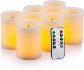 img 4 attached to 🕯️ Set of 6 Flameless Flickering LED Candles with Remote Control Timer - Real Wax, Battery Operated, Ivory Color