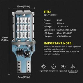 img 1 attached to 🔴 ANTLINE T15 W16W LED Bulb Red - 48-SMD 1300 Lumens - Car Backup Reverse Stop Light Bulbs (Pack of 2)