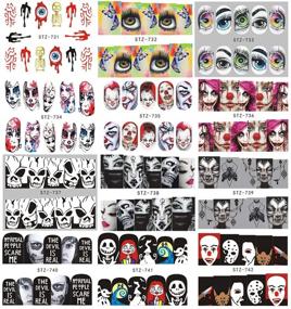 img 1 attached to 🎃 Halloween Nail Stickers - Day of The Dead Water Transfer Nail Decals: Skulls, Ghosts, Eyes, Hulk, Clowns, Witches | Nail Art Stickers for Halloween Party Manicure | Tips, Charms, Decorations