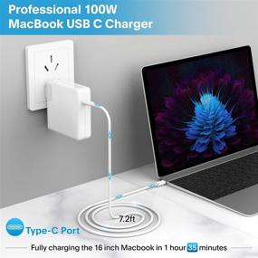 img 3 attached to 🔌 100W USB C Charger Power Adapter for MacBook Pro 16 15 13", MacBook Air 13 2021 2020 2019 2018, New iPad Pro - Includes 7.2ft/2.2m Charge Cable