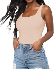 img 3 attached to BelleLovin Women's Sleeveless Scoop Neck Bodysuit Jumpsuits: Stay Comfy & Stylish All Day Long!