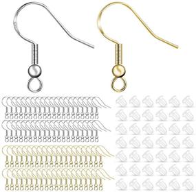 img 4 attached to 📿 50pcs CHANSBO Earring Hooks – Hypoallergenic 925 Sterling Silver & Gold Fish Wire Ear Wires with 100pcs Rubber Earring Backs – Ideal for DIY Jewelry Making