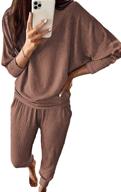 👗 fashionable women's 2 piece sweatsuit: solid color long sleeve pullover & long pants tracksuit for the trendy & comfortable look logo