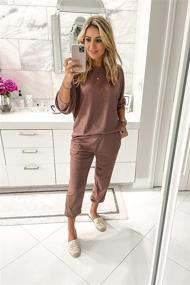 img 3 attached to 👗 Fashionable Women's 2 Piece Sweatsuit: Solid Color Long Sleeve Pullover & Long Pants Tracksuit for the Trendy & Comfortable Look