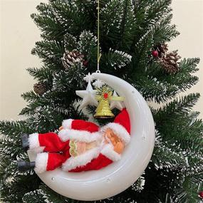 img 2 attached to 🎅 Christmas Kids Gifts, Electric Santa Claus Toys with Lights & Music, Santa Claus Sleeping On The Moon, Window/Door/Wall/Tree Home Decorations for Christmas, White