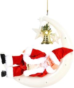 img 4 attached to 🎅 Christmas Kids Gifts, Electric Santa Claus Toys with Lights & Music, Santa Claus Sleeping On The Moon, Window/Door/Wall/Tree Home Decorations for Christmas, White