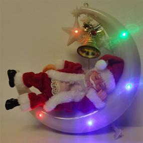img 3 attached to 🎅 Christmas Kids Gifts, Electric Santa Claus Toys with Lights & Music, Santa Claus Sleeping On The Moon, Window/Door/Wall/Tree Home Decorations for Christmas, White
