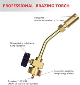 img 3 attached to 🔥 Brass Propane Torch with Regulating Valve for BBQ, Soldering, and Welding (MAPP/MAP/PROPANE Gas)