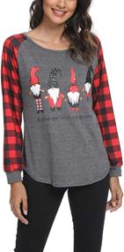 img 2 attached to 🎄 Stylish Merry Christmas T-Shirt: Women's Long Sleeve Raglan Plaid Splicing Tee