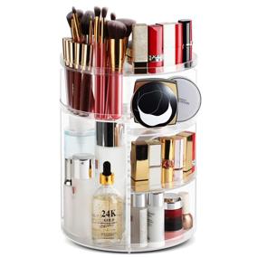 img 4 attached to 💄 Clear Adjustable Rotating Makeup Organizer by Syntus - Large Capacity Vanity Countertop Storage Box for Bathroom, Acrylic DIY Carousel Spinning Holder Rack, Ideal for Makeup Brushes and Lipsticks
