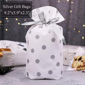 img 3 attached to 🎁 Set of 24 Silver Drawstring Plastic Gift Bags for Parties, Treats, Goodies, and Wrapping