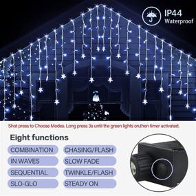 img 2 attached to 🎄 400 LED 43FT Christmas Icicle Lights for Outdoor Decorations - Waterproof Curtain String Fairy Light for Xmas Decor Indoor House Eaves Window Home Wall Patio Garden Porch - 8 Modes, 75 Drops (White)