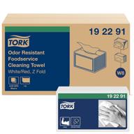 tork odor-resistant foodservice cleaning towel, white/red, w8, z-fold, 4 x 50 sheets, 192291 logo