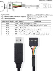 img 2 attached to DTECH FTDI USB to TTL Serial 5V Adapter Cable 6 Pin 0.1in Pitch Female Socket Header UART IC FT232RL Chip - Compatible with Windows 10, 8, 7, Linux, and MAC OS - 6ft, Black