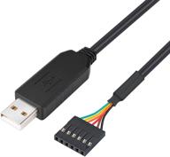 dtech ftdi usb to ttl serial 5v adapter cable 6 pin 0.1in pitch female socket header uart ic ft232rl chip - compatible with windows 10, 8, 7, linux, and mac os - 6ft, black logo