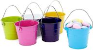 🐰 decorative easter pails with handles - mini metal buckets (2.75 inches, 6 pack) for party favors логотип