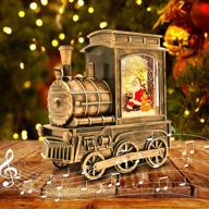 🎅 musical christmas snow globes with santa and christmas tree in train globe - glitter water globe featuring 8 christmas music songs, battery & usb powered, perfect christmas home decor gifts logo