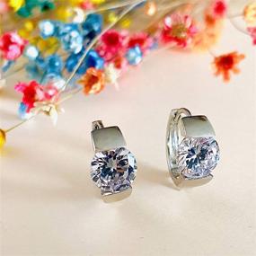 img 1 attached to 💎 Sterling Silver Huggie Earrings: Small Fine Cuff Earrings with Cubic Zirconia, Platinum Plated Silver Hoops for Women and Teens - Perfect Gift