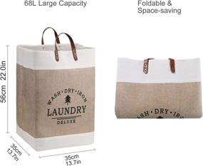 img 1 attached to 🧺 Luxurious LaLa Dolce Laundry Basket with Foldable Linen Storage Bags and PU Leather Handle - Ideal for Toy and Clothing Organization, Built-in Cotton Lining, Dimensions: 13.7 x 22 inches