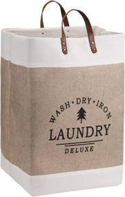 img 4 attached to 🧺 Luxurious LaLa Dolce Laundry Basket with Foldable Linen Storage Bags and PU Leather Handle - Ideal for Toy and Clothing Organization, Built-in Cotton Lining, Dimensions: 13.7 x 22 inches