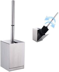 img 4 attached to Toilet Brush Holder Set - Angle Simple Stainless Steel Toilet Bowl Brush Holder, Wall Mount or Free Stand, Brushed Nickel Finish - with Adhesive Option