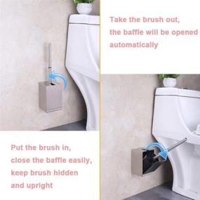 img 2 attached to Toilet Brush Holder Set - Angle Simple Stainless Steel Toilet Bowl Brush Holder, Wall Mount or Free Stand, Brushed Nickel Finish - with Adhesive Option