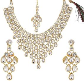 img 4 attached to 💍 Efulgenz Indian Bollywood Kundan Choker: Exquisite Multilayer Necklace Set for Wedding Bridal Jewelry