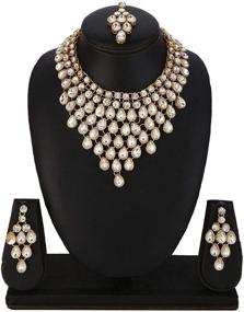 img 1 attached to 💍 Efulgenz Indian Bollywood Kundan Choker: Exquisite Multilayer Necklace Set for Wedding Bridal Jewelry