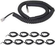📞 pbx/voip telephone handset cord - 12 ft uncoiled, rj22, 1.5 inch lead on both ends, flat black, 10-pack logo