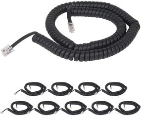img 4 attached to 📞 PBX/VoIP Telephone Handset Cord - 12 Ft Uncoiled, RJ22, 1.5 Inch Lead on Both Ends, Flat Black, 10-Pack