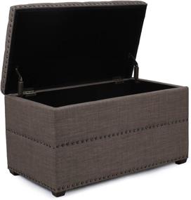 img 3 attached to 🪑 Adeco Euro Style Dark Brown Fabric Arm Bench Chair Footstool with Storage Ottomans: Stylish and Practical Addition to Your Living Space