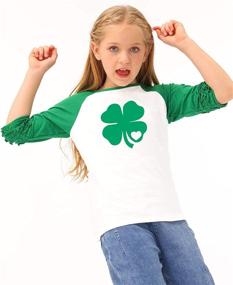 img 1 attached to 🎄 BesserBay Little Girl's Christmas Ruffled Sleeve Raglan Tee Shirt: Perfect for Ages 1-8!