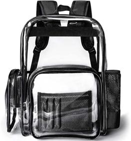 img 4 attached to Versatile Clear Backpack: F-color Heavy Duty PVC Transparent Bag for Stadiums and Schools