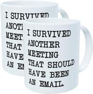 📧 2-pack of 'i survived another meeting that should have been an email' 11oz ceramic coffee mugs - best funny and inspirational gift ideas logo