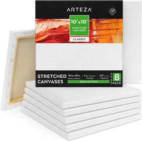img 4 attached to 🎨 Arteza Stretched Canvas: Pack of 8 Square Blank Canvases, 10 x 10 Inches, 100% Cotton- ideal for Acrylic Pouring and Oil Painting