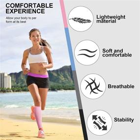 img 1 attached to Calf Compression Sleeves for Men and Women - 4 Pairs Leg Compression Socks for Running, Cycling, Climbing - Black, Gray, Pink, and Blue