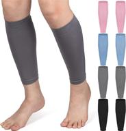 calf compression sleeves for men and women - 4 pairs leg compression socks for running, cycling, climbing - black, gray, pink, and blue логотип