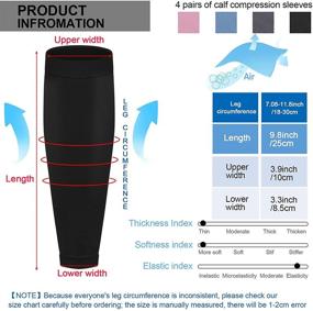 img 3 attached to Calf Compression Sleeves for Men and Women - 4 Pairs Leg Compression Socks for Running, Cycling, Climbing - Black, Gray, Pink, and Blue