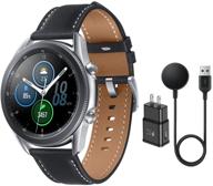 📱 samsung galaxy watch 3 stainless steel 45mm spo2 oxygen sleep gps sports fitness smartwatch ip68 water resistant international model fast charge cube bundle silver - no s pay sm-r840 logo