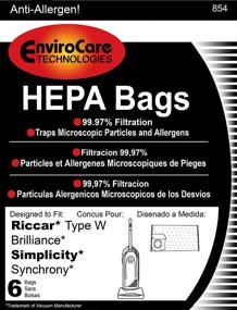 img 1 attached to 🧹 6-Pack EnviroCare Replacement HEPA Filtration Vacuum Cleaner Dust Bags Compatible with Riccar Type W Brilliance and Simplicity Synchrony Uprights