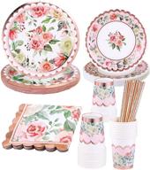 🌸 vintage floral party supplies rose gold - complete set for 16 - elegant floral tableware and decorations for baby shower, bridal shower, wedding, birthday, and garden tea party logo