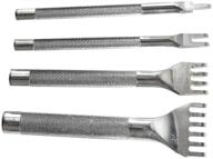 🔨 4-piece set of flat shape lacing stitching chisel punch tools - prong options: 1/2/4/6, 3mm width logo